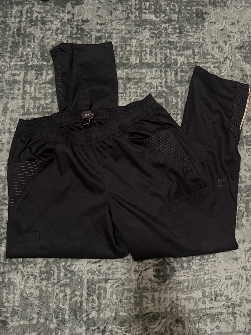 Jaanuu Black Moto Scrub Pants NEW
